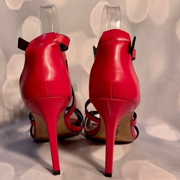 CHARLESĀ DAVIDāNWOBāRED/PINKā3āāHEELSāSANDALāSIZEā8.5 - Picture 3 of 5